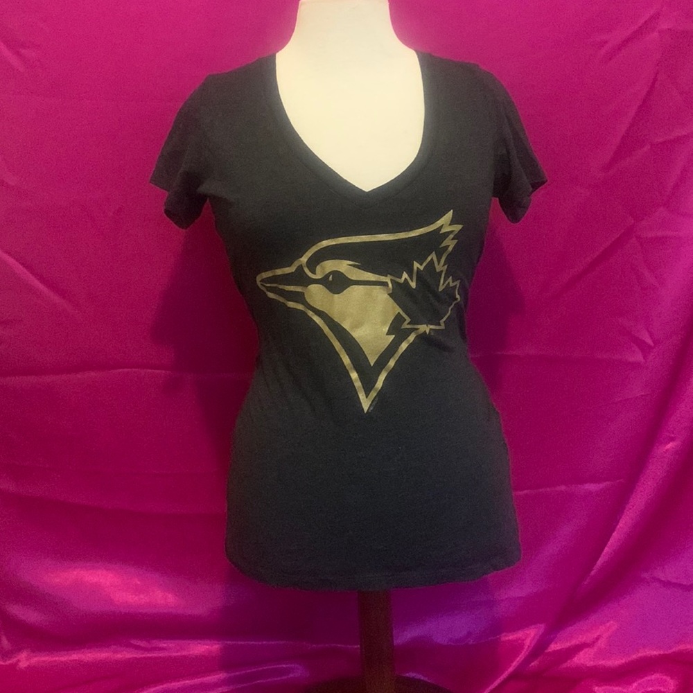 Blue jays gray top size small, lightly loved . Low vee